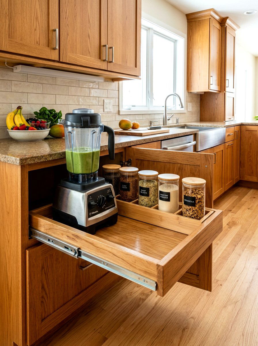 Pull Out Cabinet Shelf - 30 smoothie station kitchen ideas