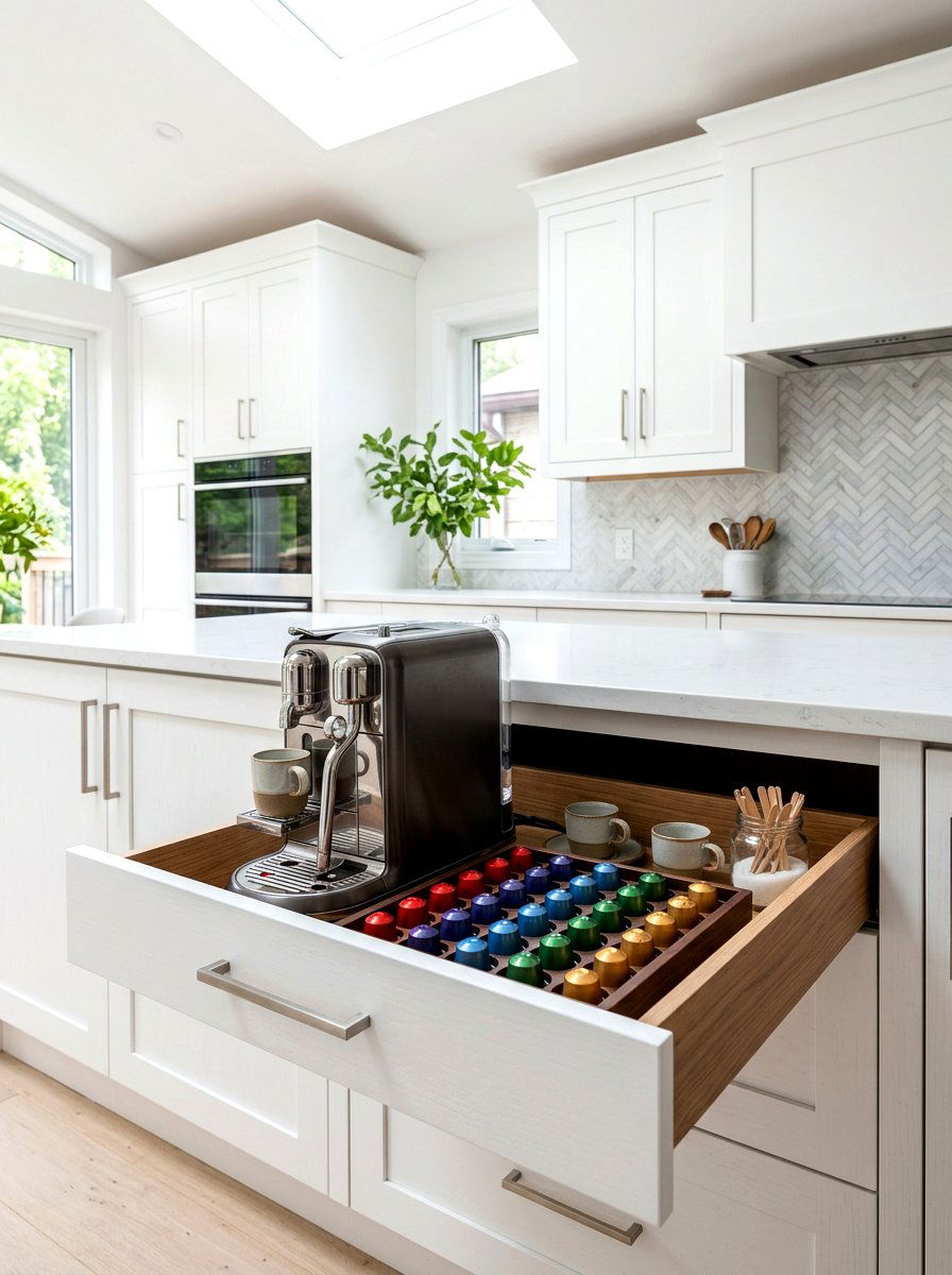 Pull Out Coffee Drawer - 30 beverage pantry ideas aesthetic