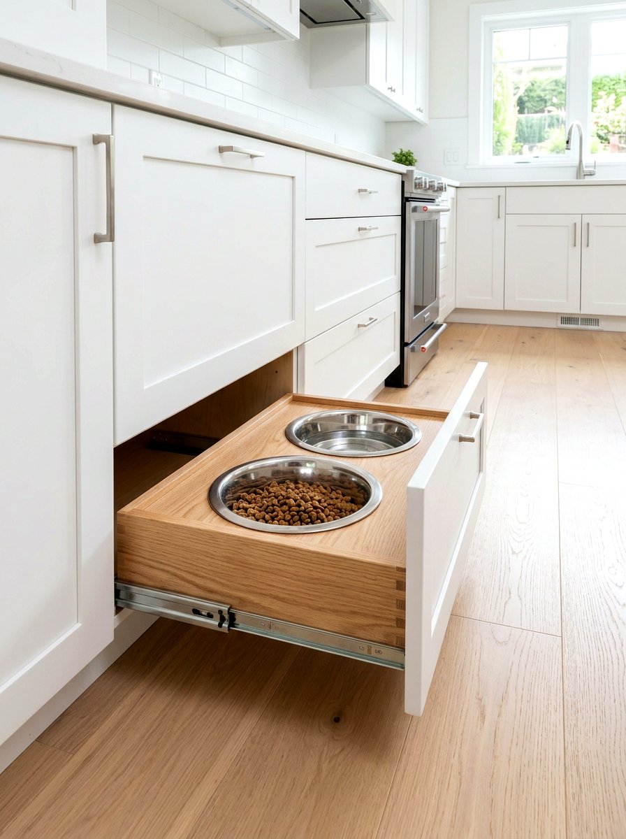 Pull Out Dog Bowl Drawer - 30 pet friendly mudroom ideas