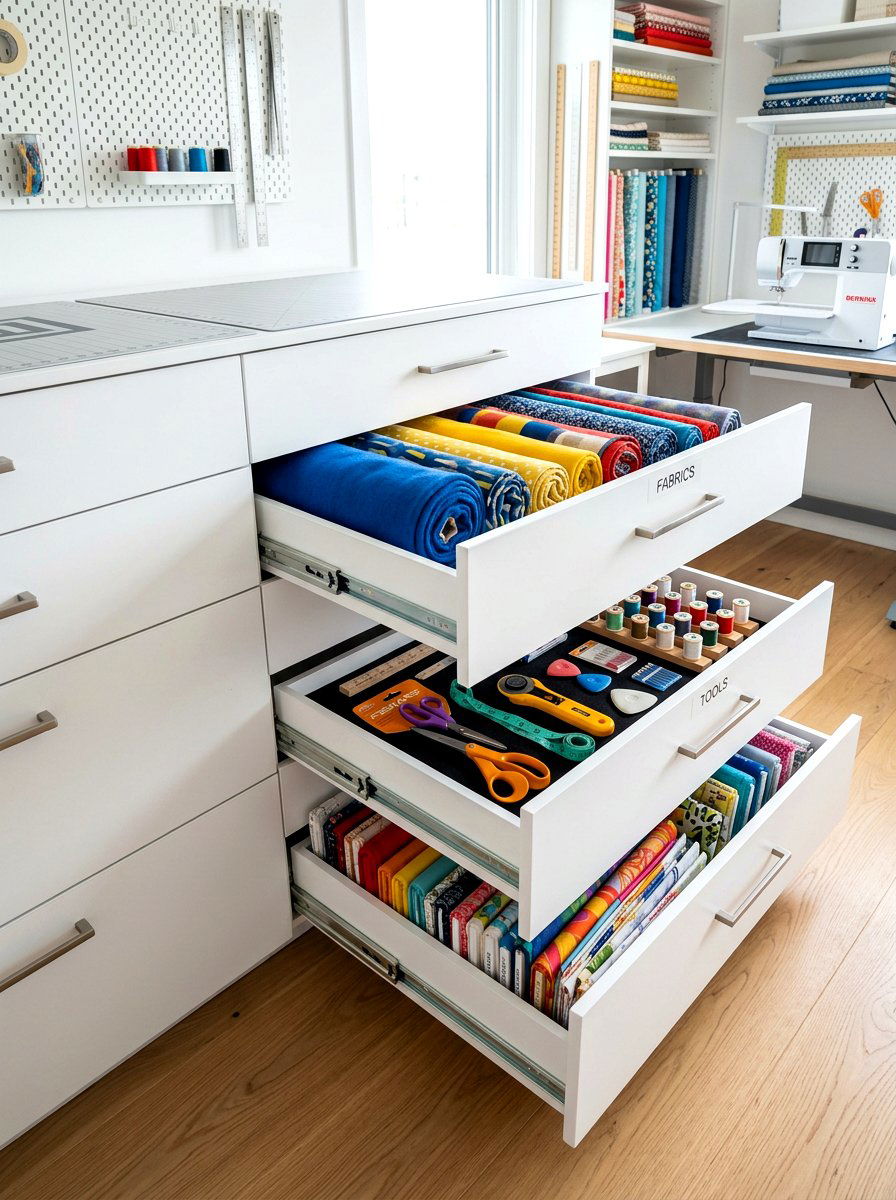 Pull Out Drawers - 30 sewing storage ideas