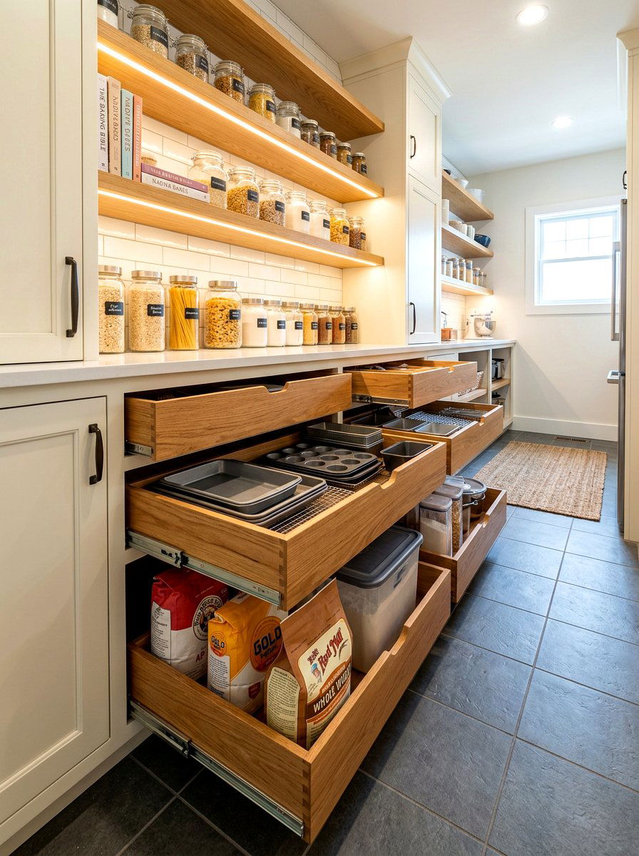 Pull Out Drawers - 30 bakery style pantry ideas