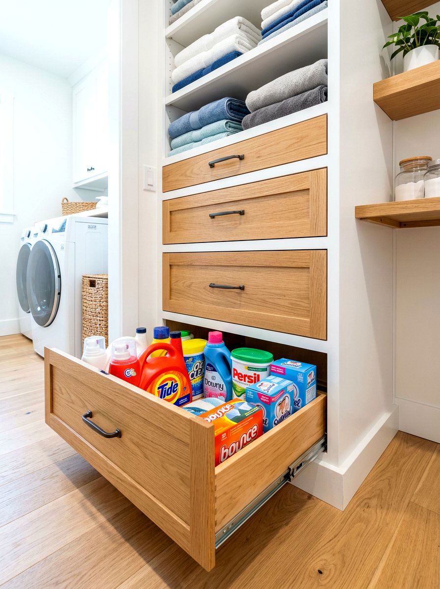 Pull Out Drawers - 30 linen closet organization ideas