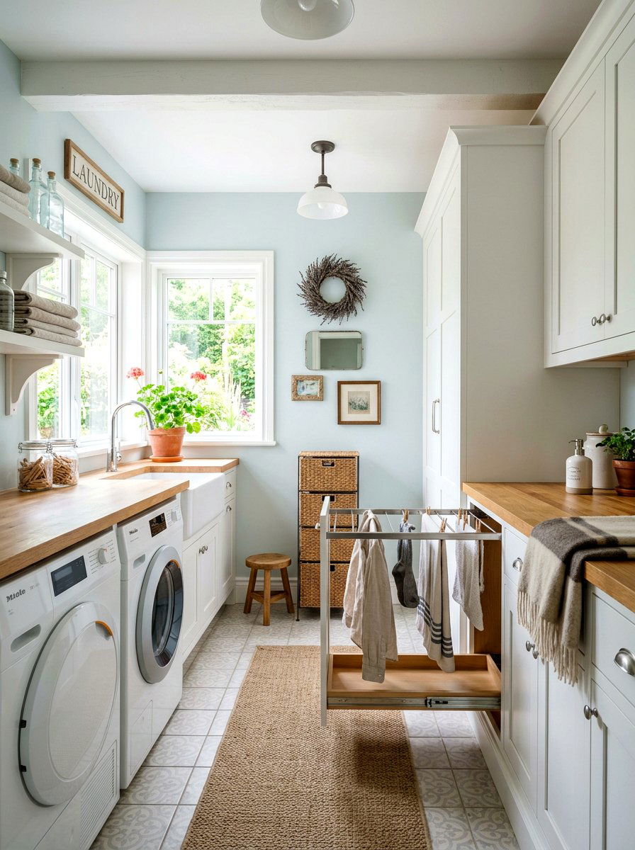Pull Out Drying Rack - 30 narrow laundry room ideas