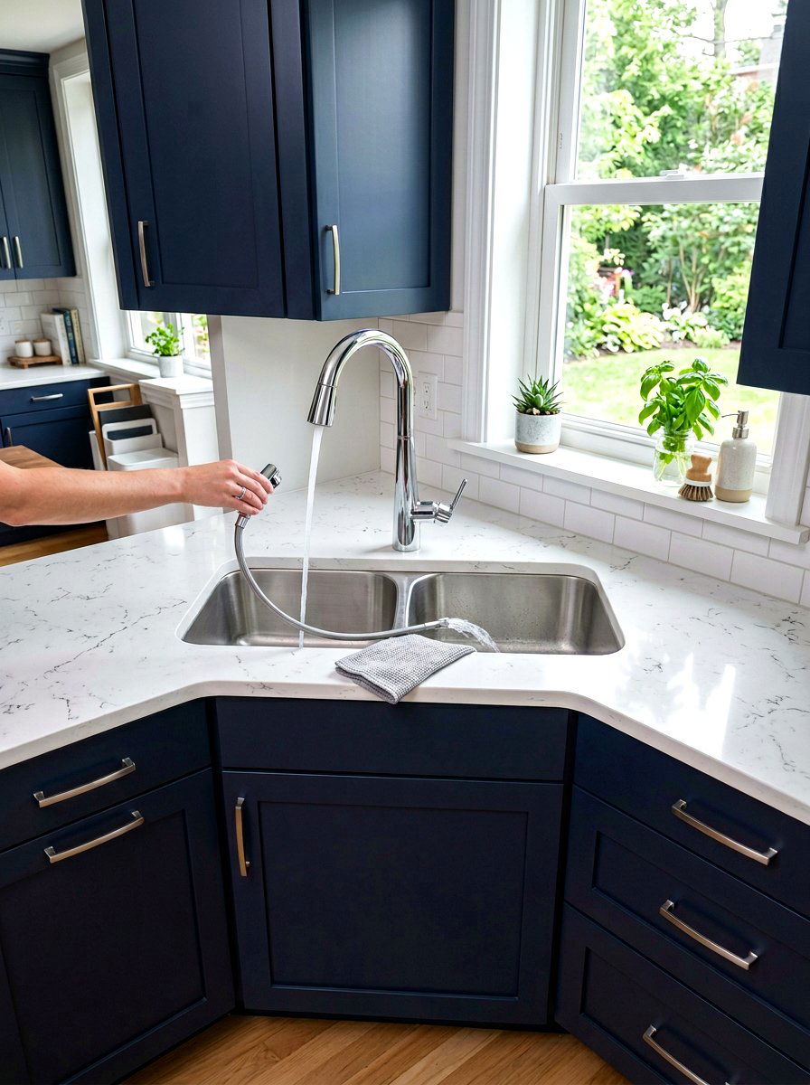 Pull Out Faucet Corner Sink - 30 corner sink kitchen ideas