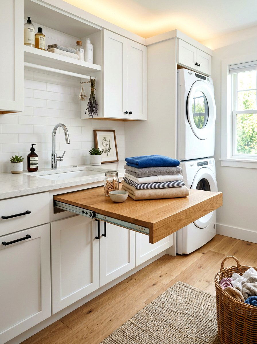 Pull Out Folding Table - 30 laundry room storage ideas