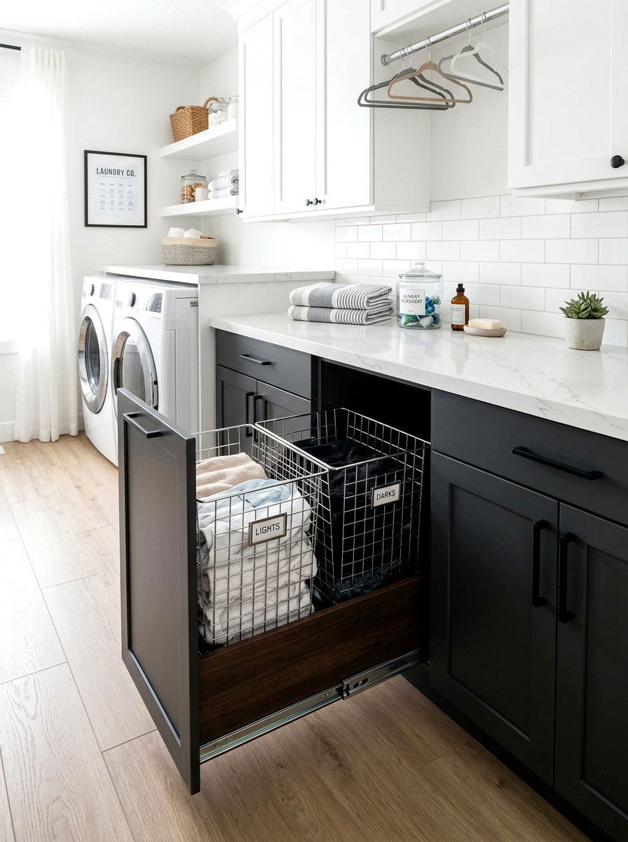 Pull Out Hamper Cabinet - 30 laundry room storage ideas