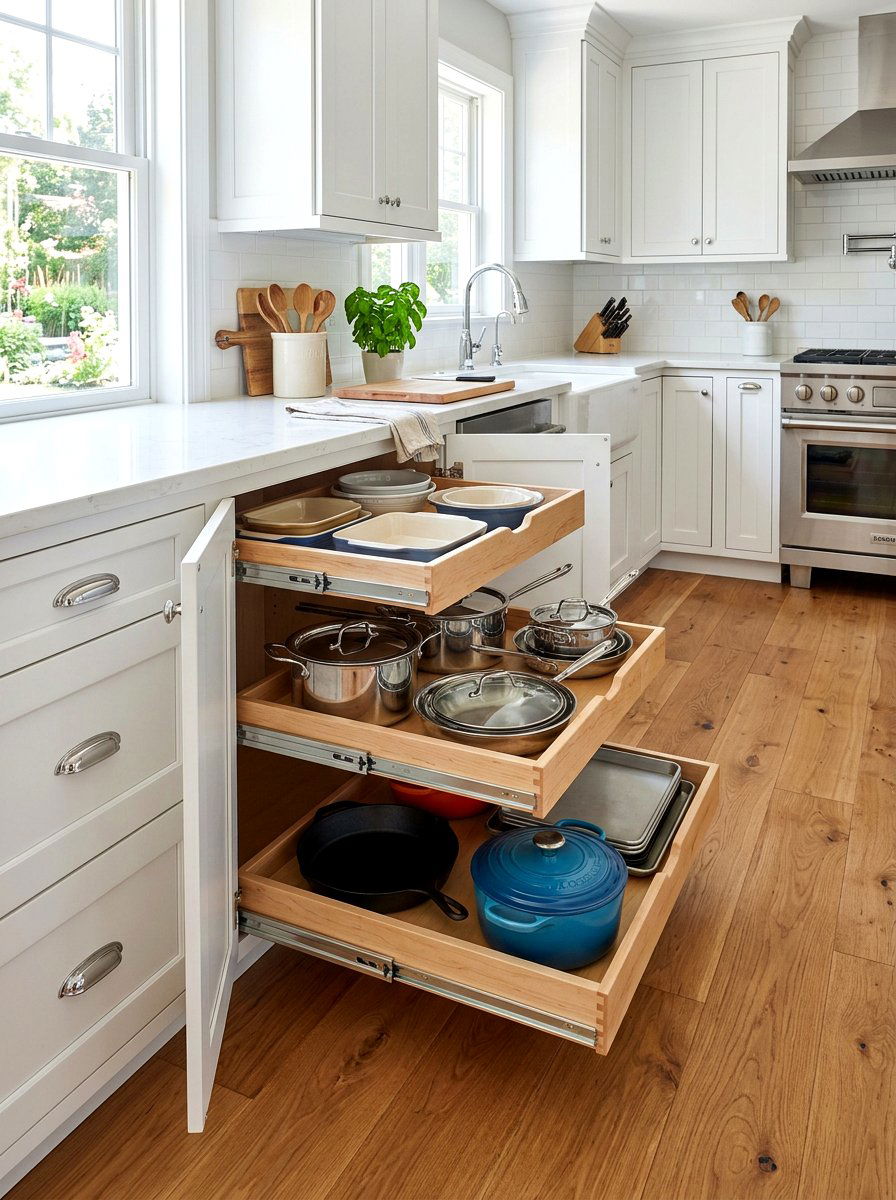 Pull Out Kitchen Shelves - 30 cabinet appliance storage ideas