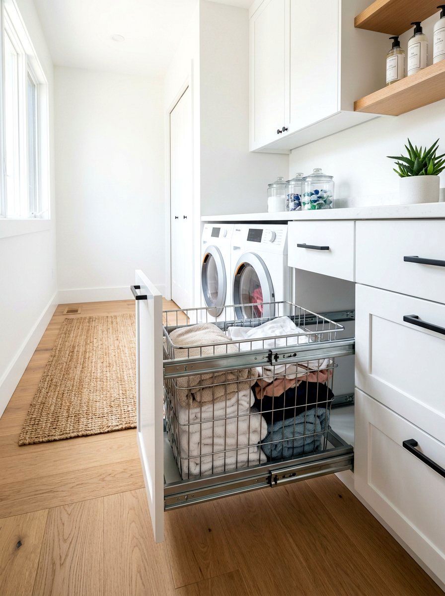 Pull Out Laundry Basket Drawer - 30 laundry basket storage ideas