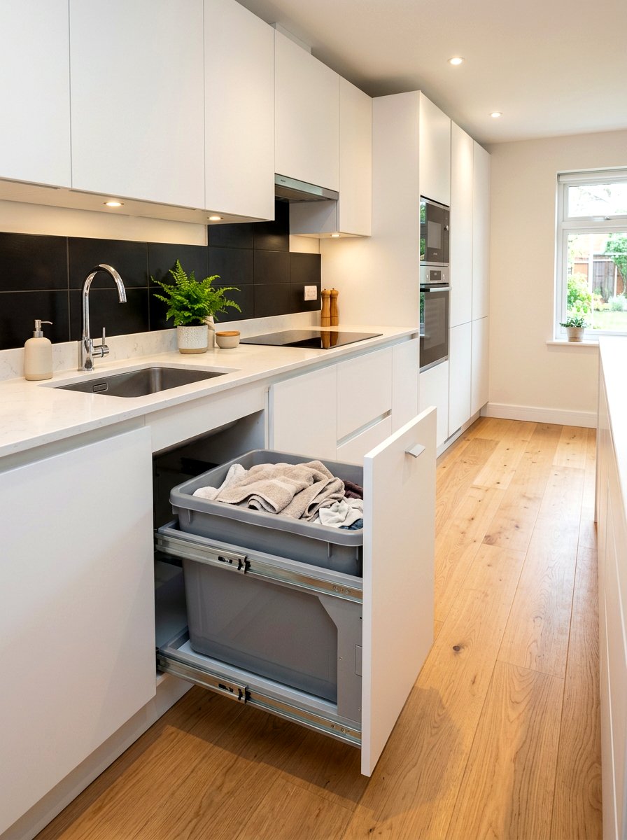 Pull Out Laundry Cabinet - 30 hidden hamper apartment ideas