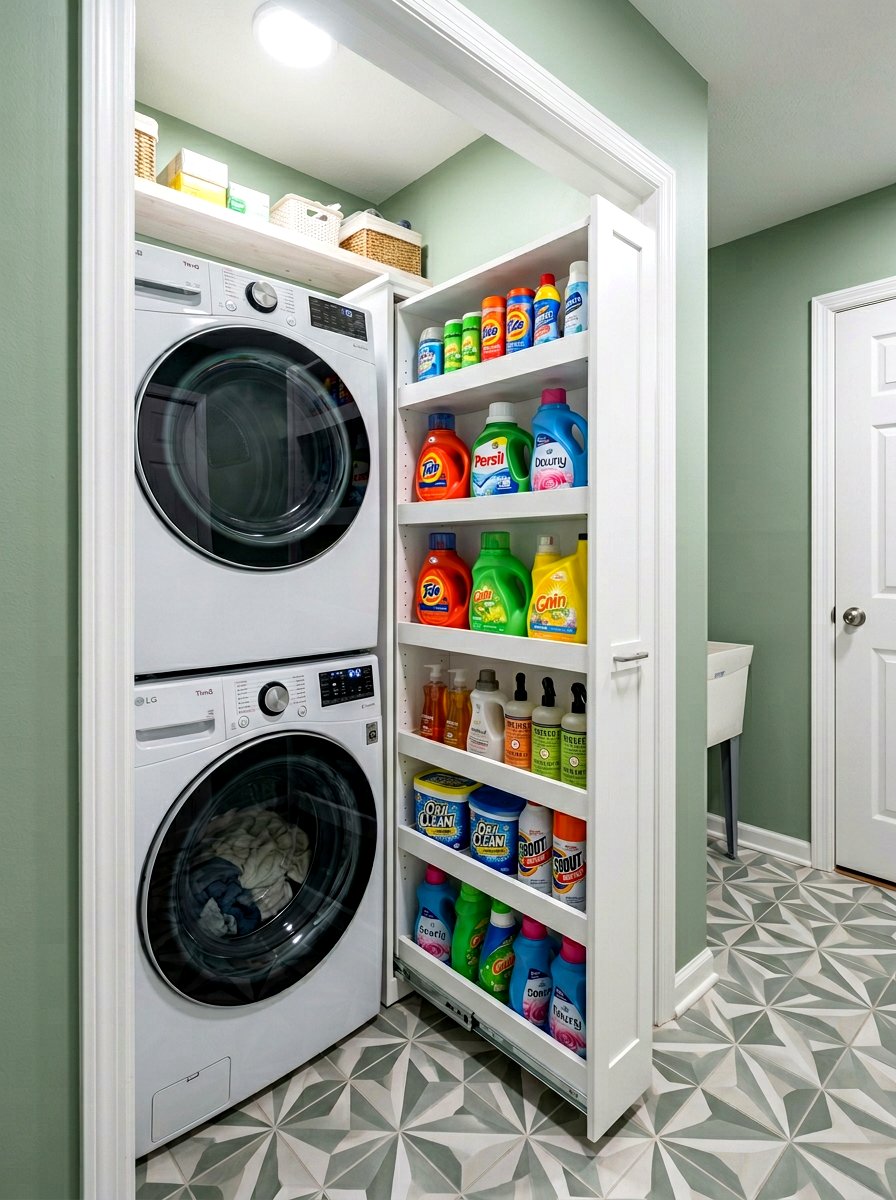 Pull Out Laundry Cabinet - 30 detergent shelf ideas