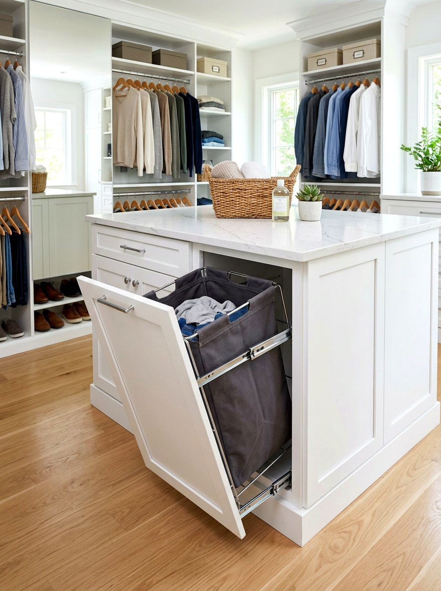 Pull Out Laundry Hamper - 30 closet island storage ideas