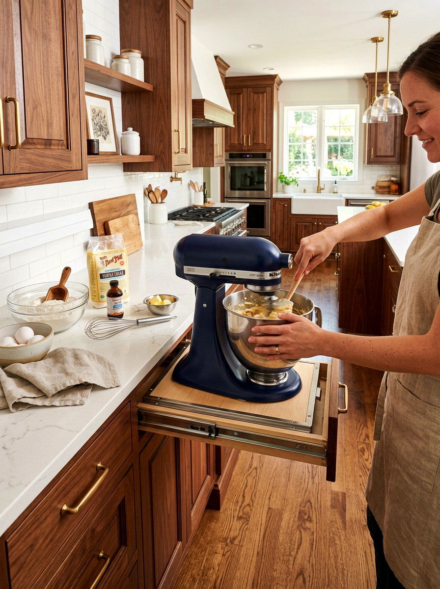 Pull Out Mixer Lift - 30 appliance garage ideas