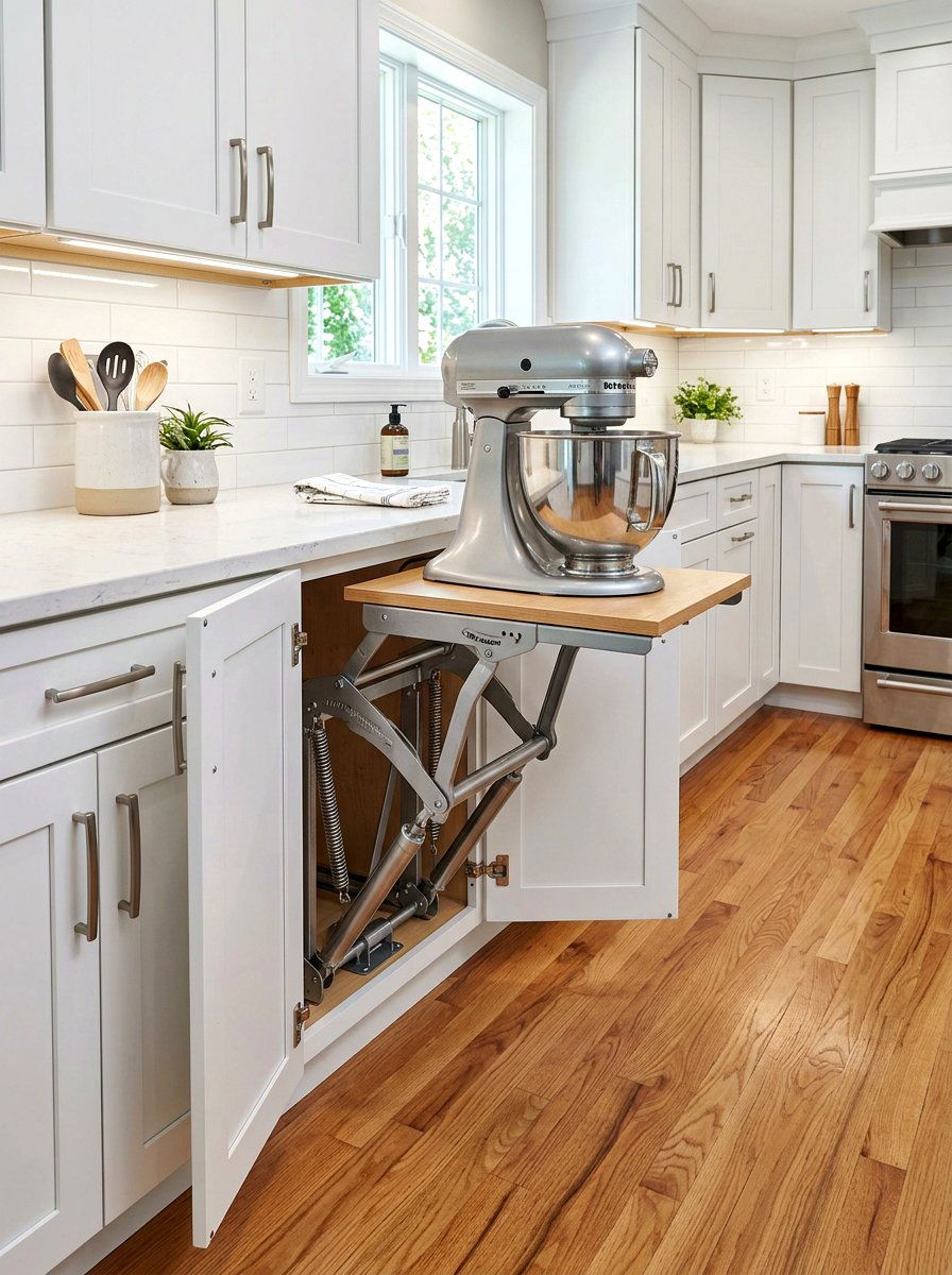 Pull Out Mixer Shelf Cabinet - 30 baking station ideas