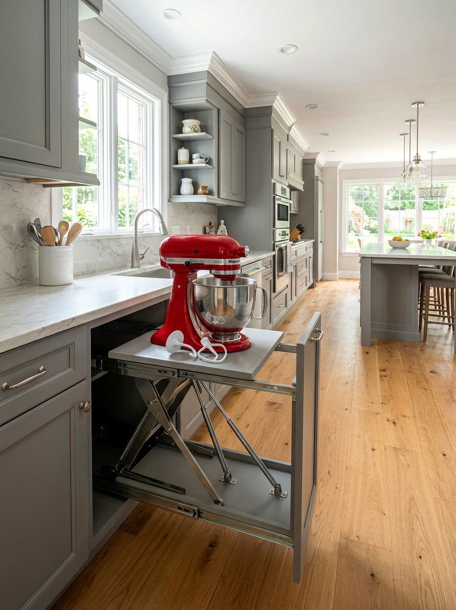 Pull Out Mixer Shelf - 30 appliance pantry ideas