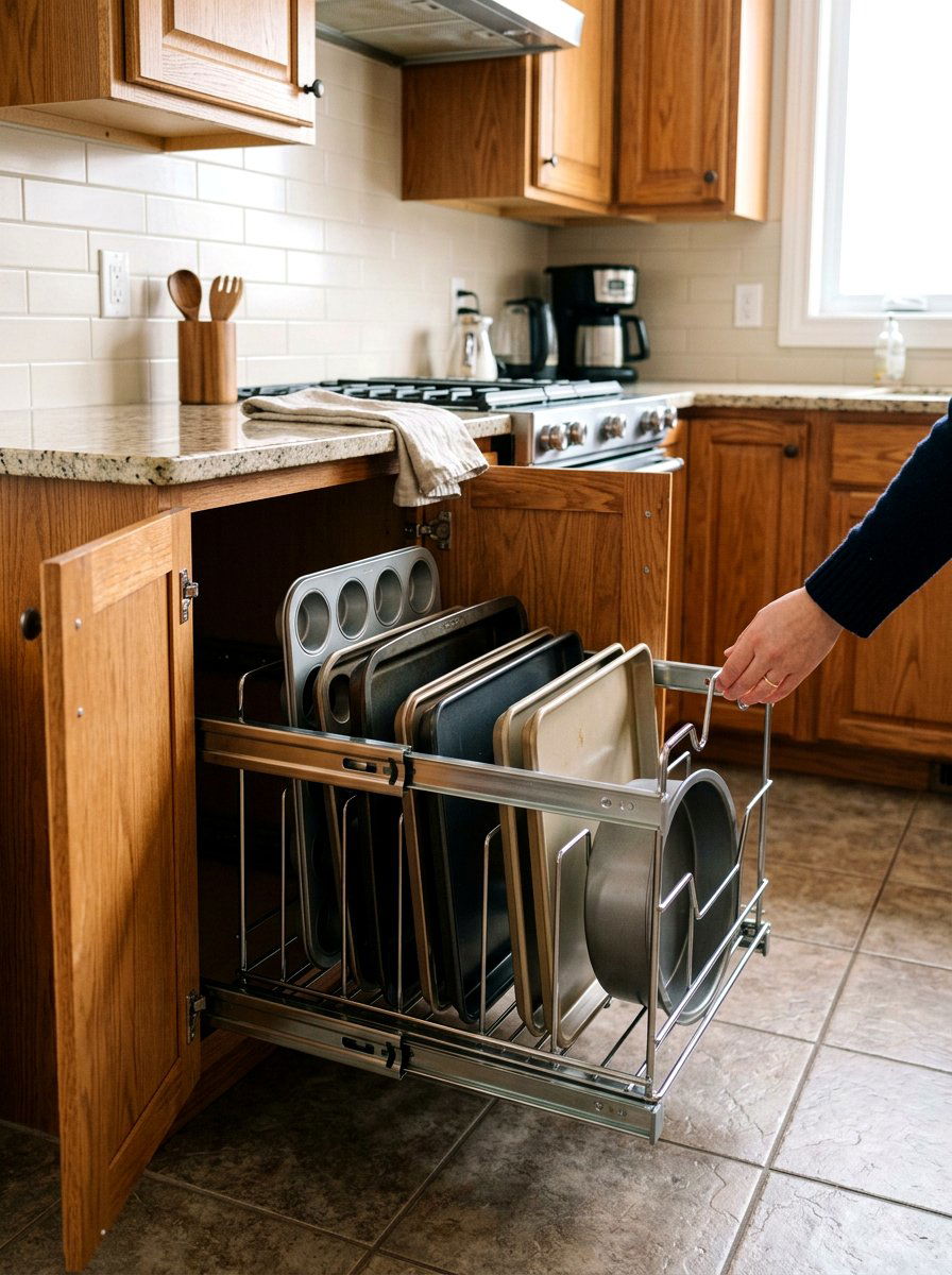 Pull Out Pan Organizer - 30 baking sheet storage ideas