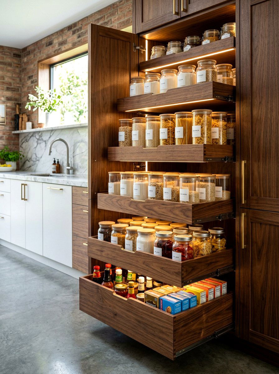 Pull Out Pantry Drawers - 30 zero waste pantry ideas