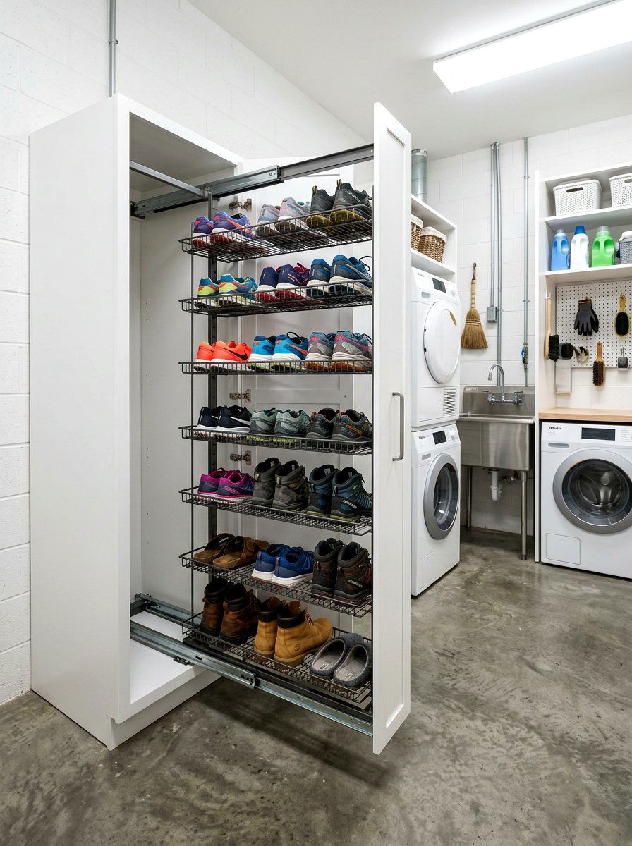 Pull Out Pantry Rack - 30 hidden shoe storage apartment ideas