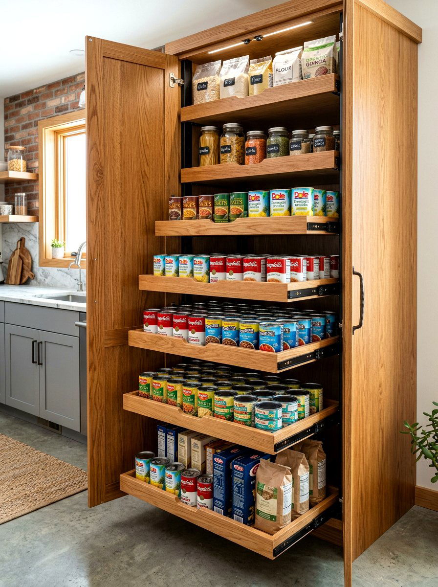 Pull Out Pantry Shelves - 30 organizing a tiny pantry ideas