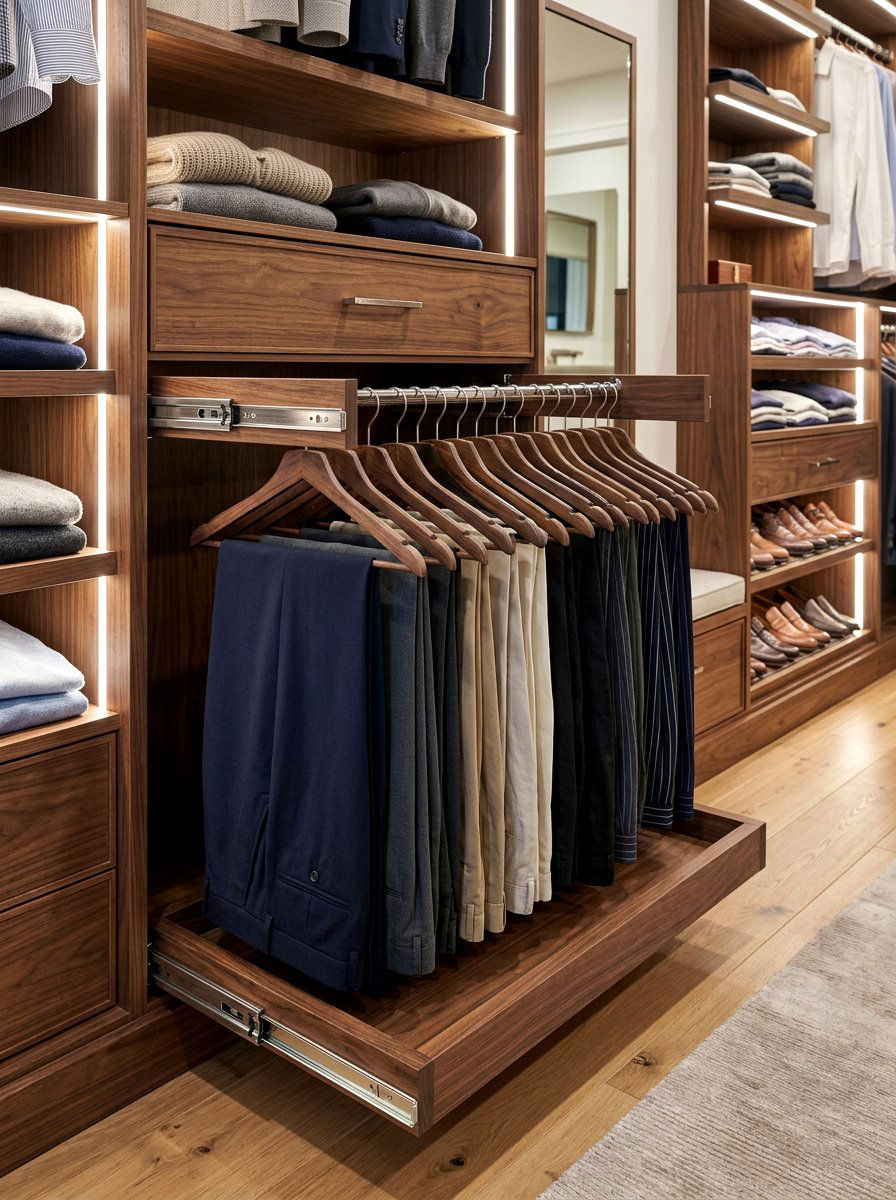 Pull Out Pants Rack - 30 closet organization ideas