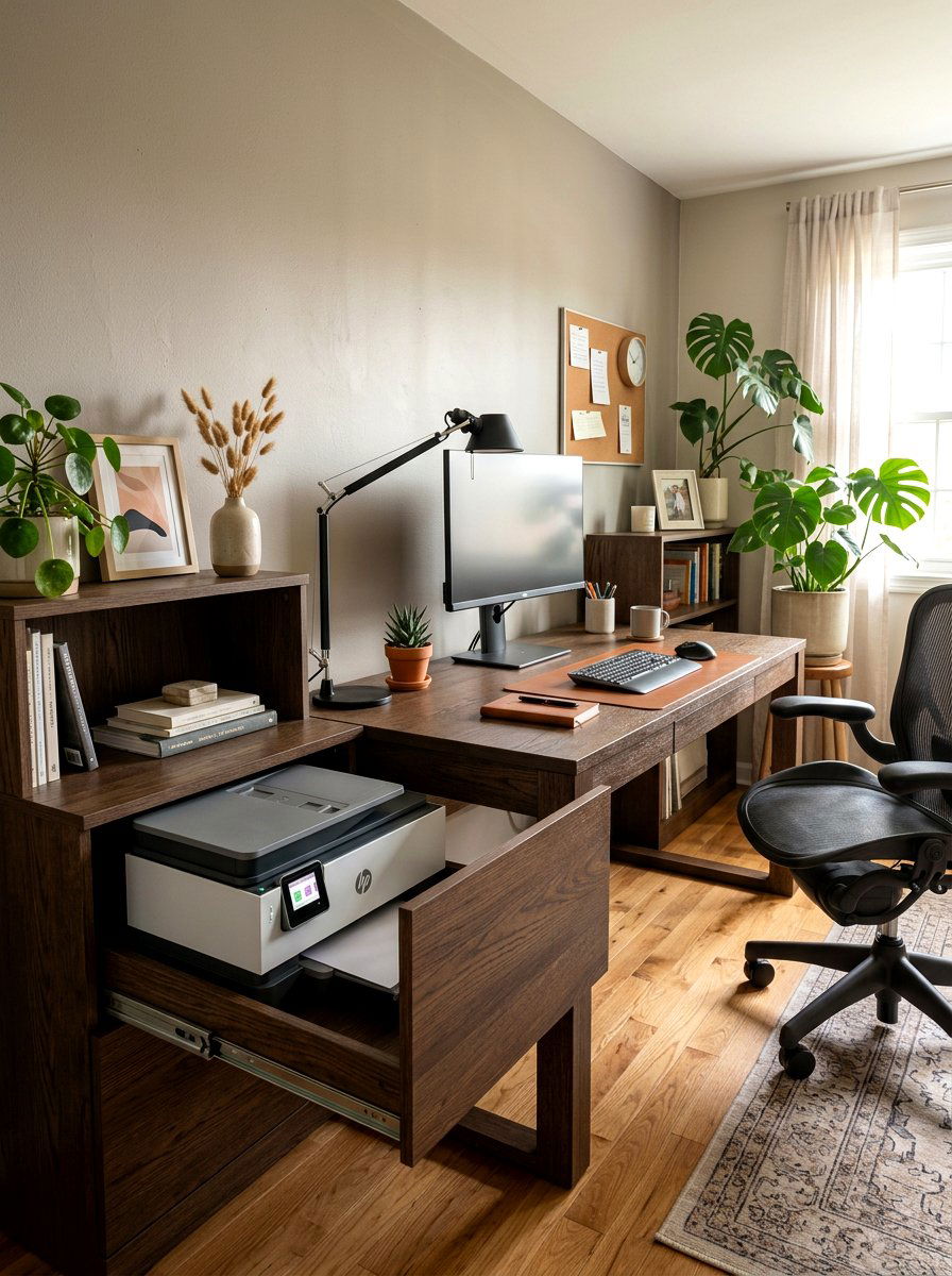 Pull Out Printer Drawer - 30 printer nook ideas