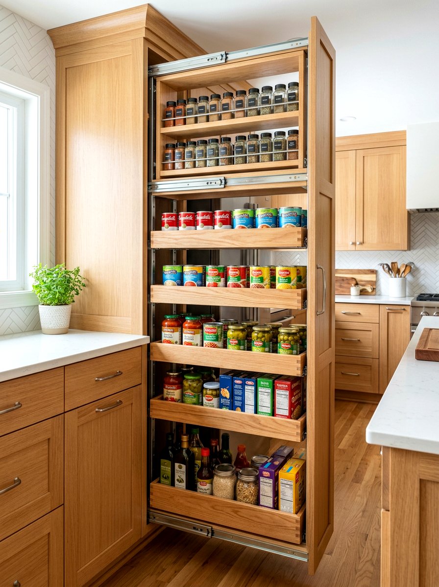 Pull Out Shelf Pantry Unit - 30 full wall pantry cabinet ideas