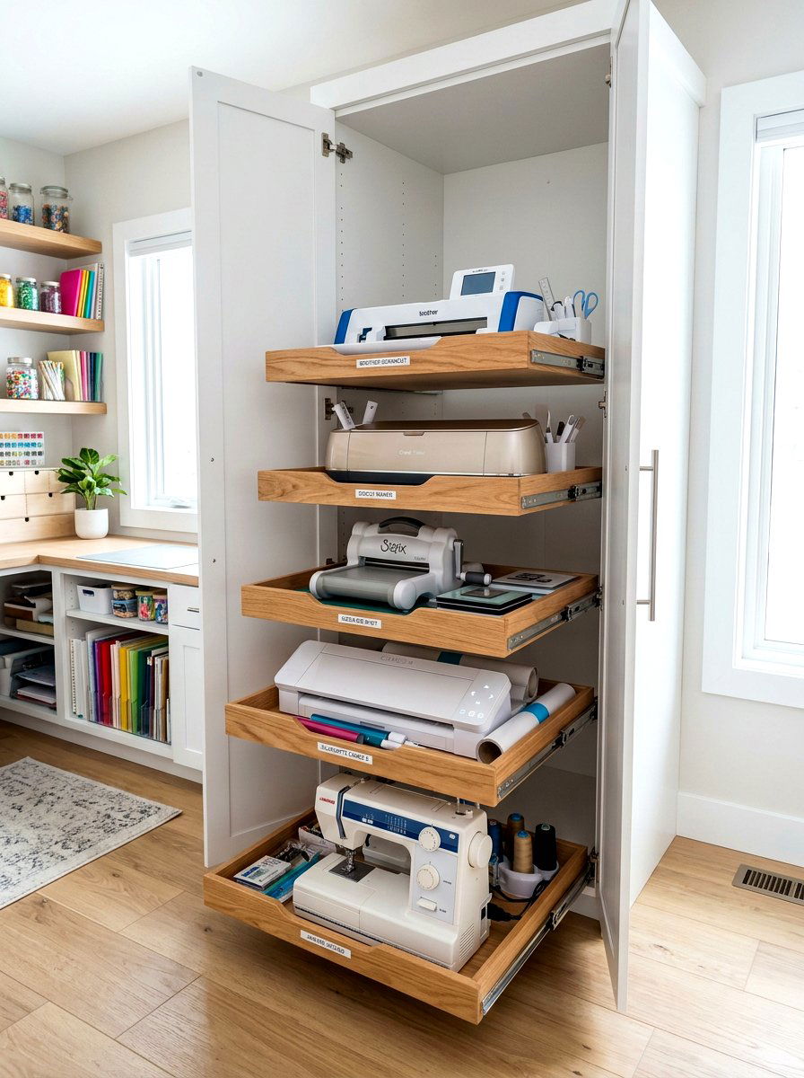 Pull Out Shelves - 30 scrapbook room ideas