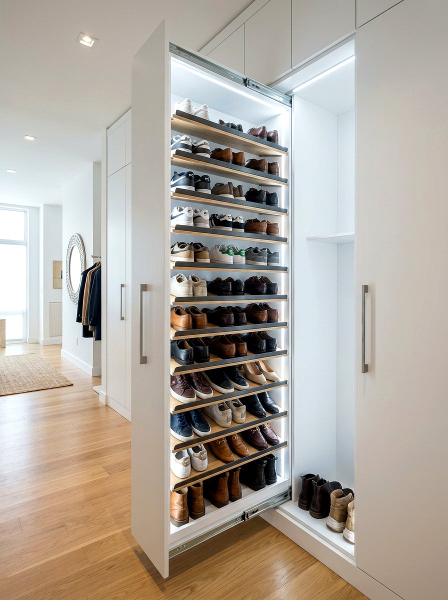 Pull Out Shoe Wall - 30 shoe wall storage ideas