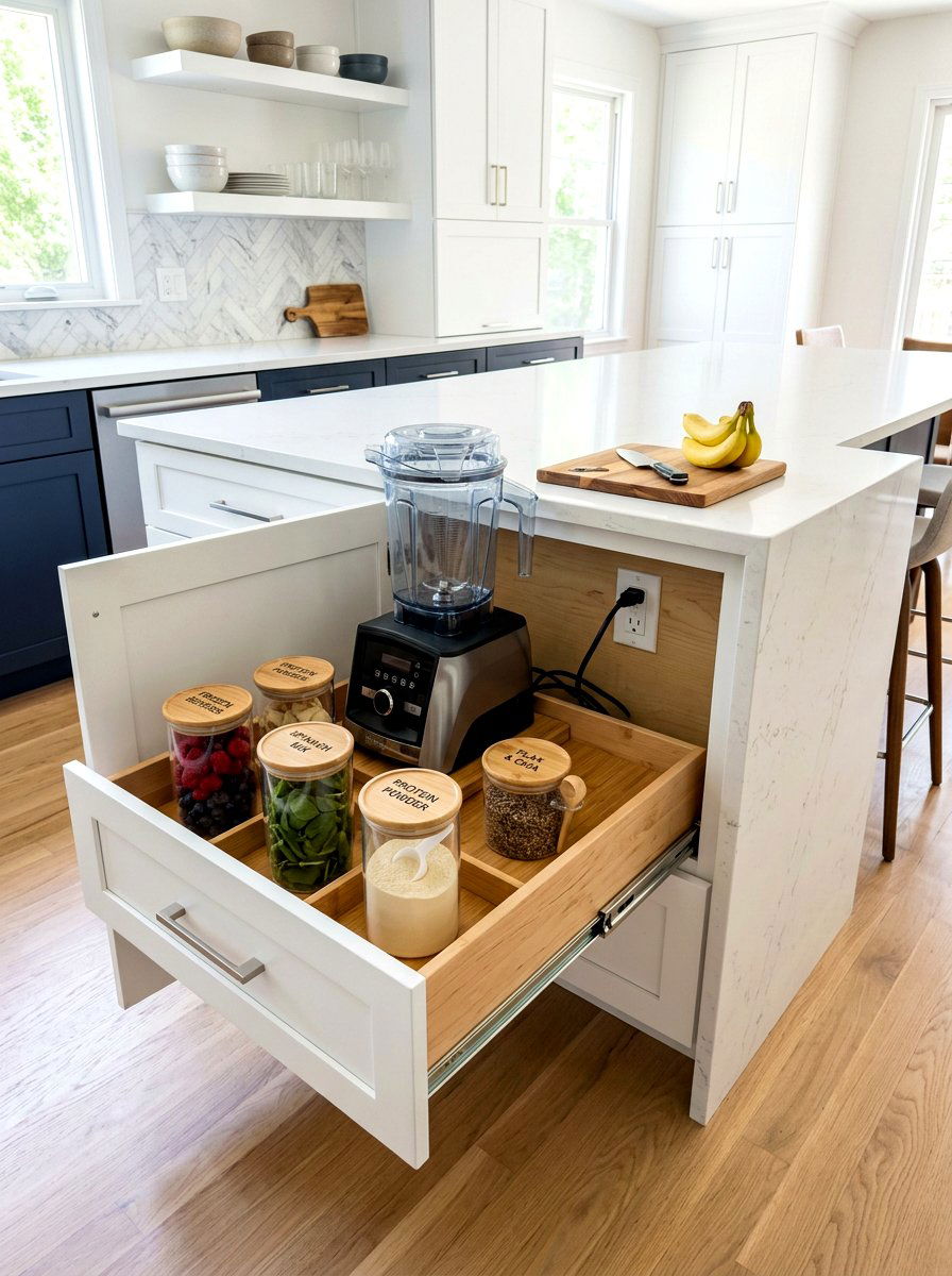 Pull Out Smoothie Drawer - 30 smoothie nook kitchen ideas