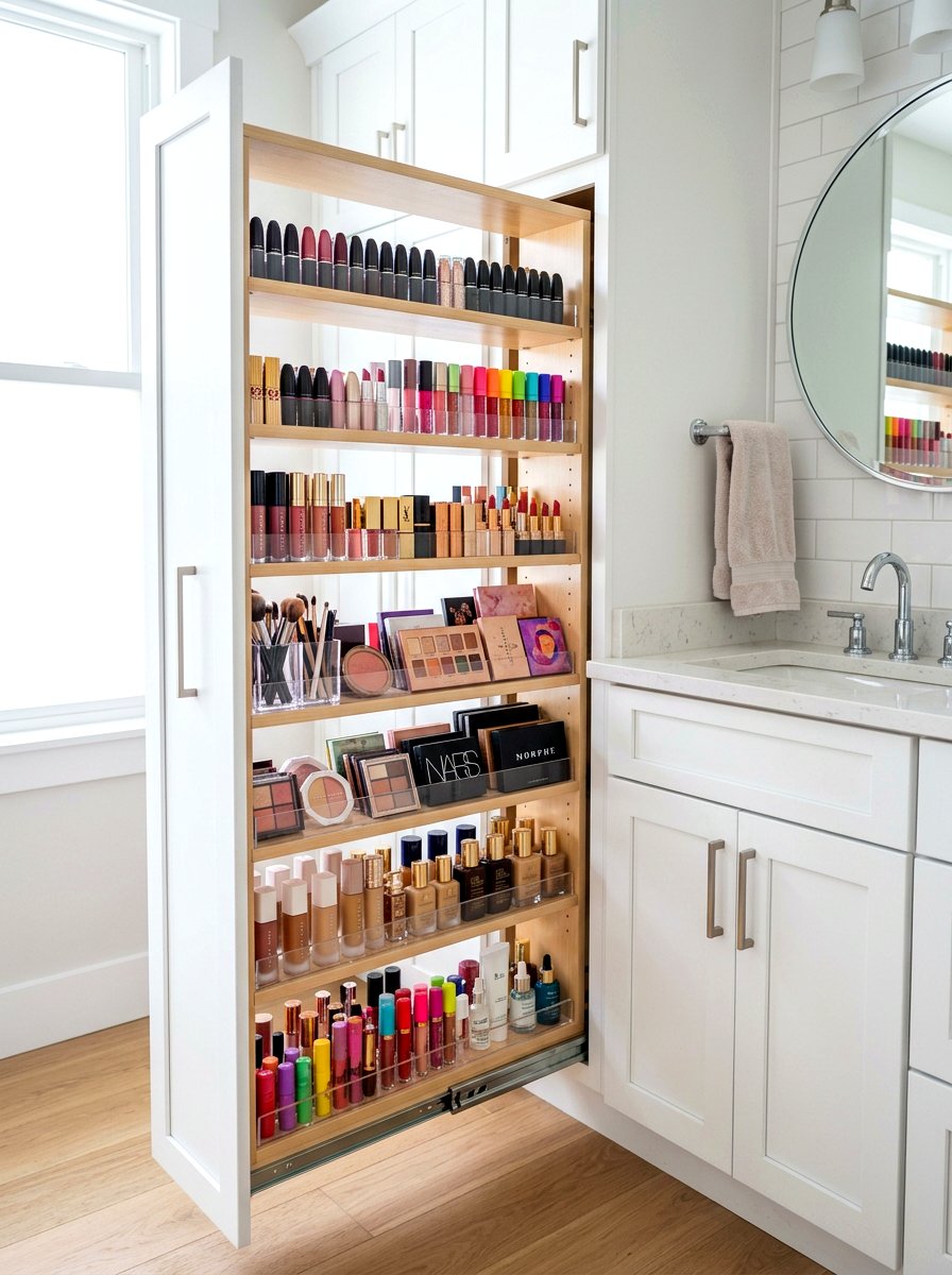 Pull Out Spice Rack Tower - 30 vanity tower storage ideas