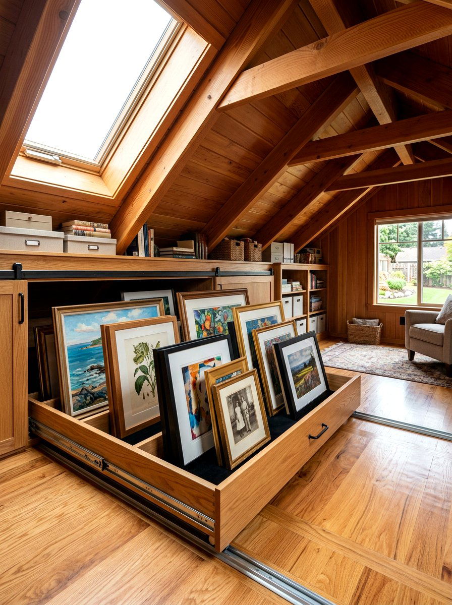 Pull Out Storage Tray - 30 attic storage ideas
