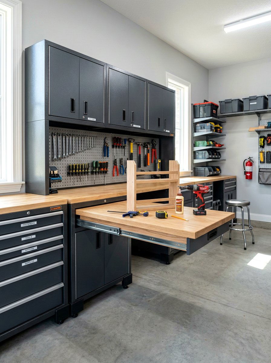 Pull Out Table - 30 garage workshop ideas