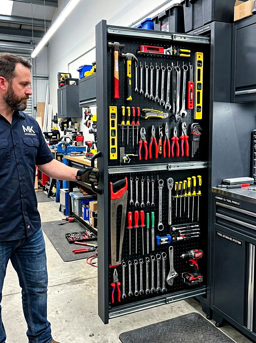 Pull Out Tool Panel - 30 garage tool storage ideas