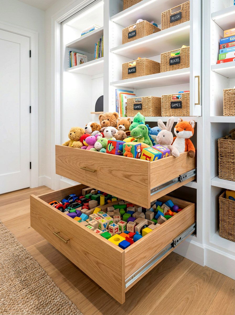 Pull Out Toy Drawer - 30 playroom closet ideas