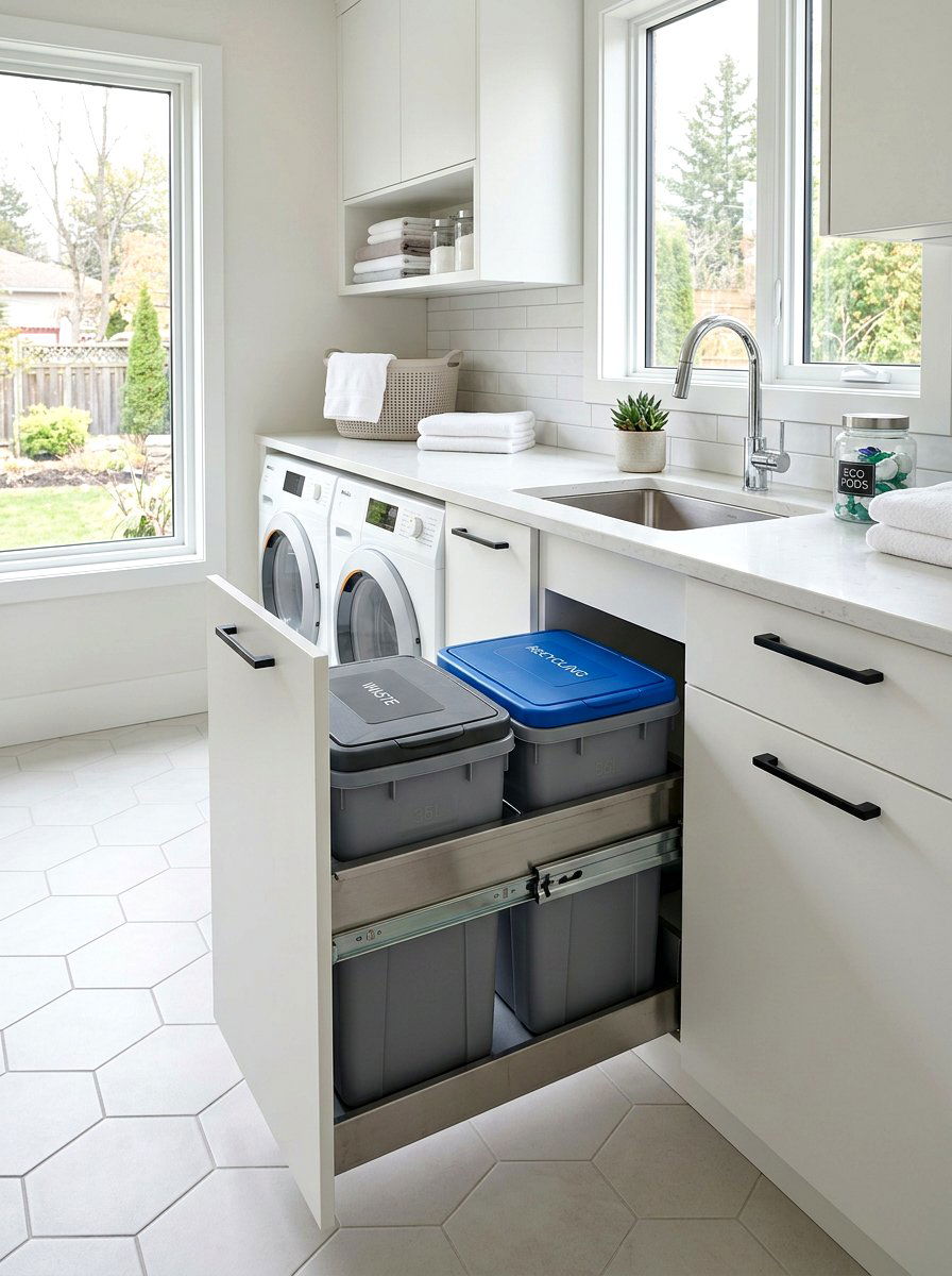 Pull Out Trash Bin Cabinet - 30 laundry room cabinet ideas