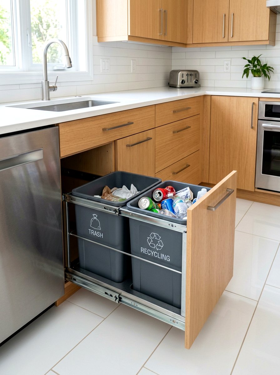 Pull Out Trash Bin - 30 smart storage home ideas