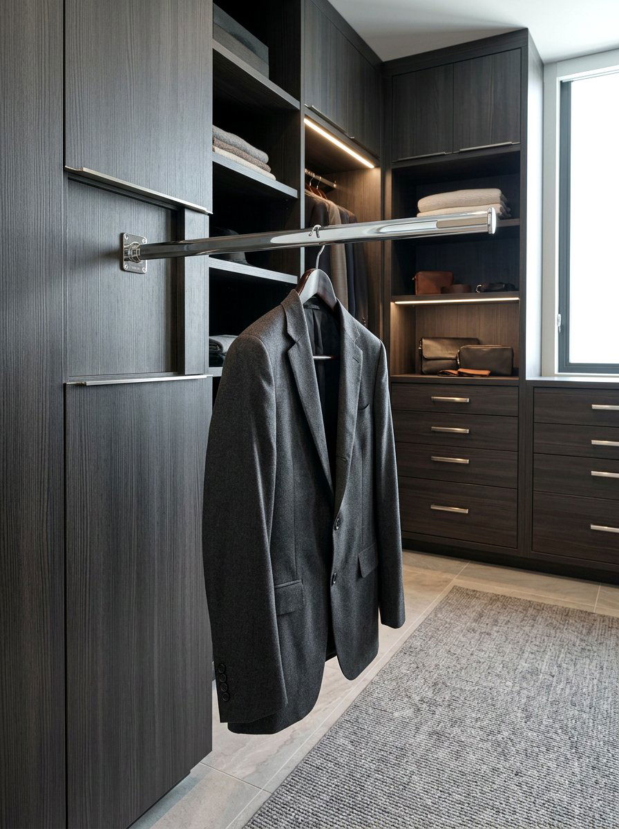 Pull Out Valet Rod - 30 organizing a walk in closet ideas