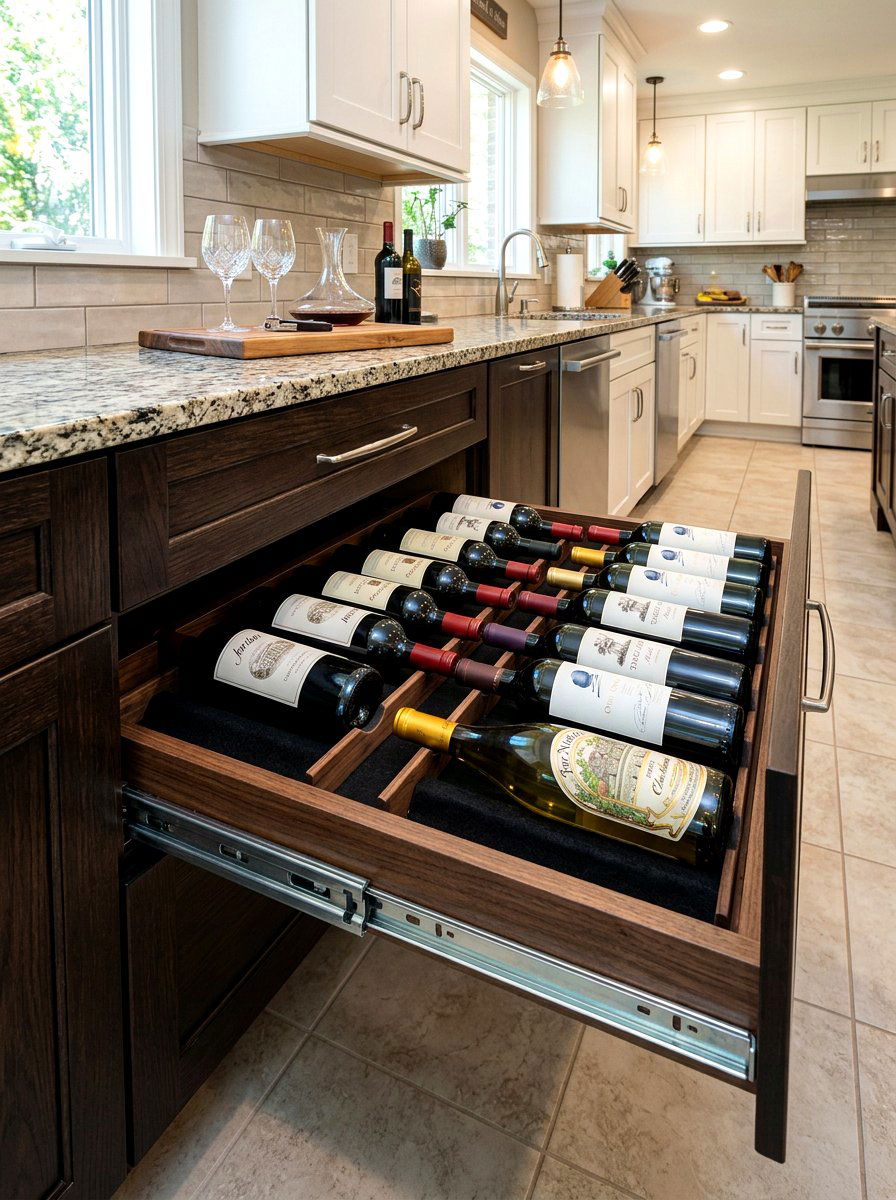 Pull Out Wine Drawer - 30 wine storage kitchen ideas
