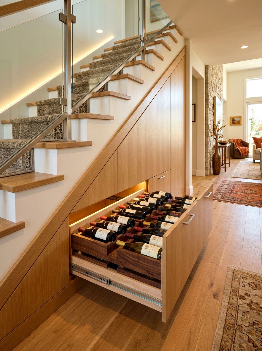 Pull Out Wine Drawers - 30 under stairs wine nook ideas