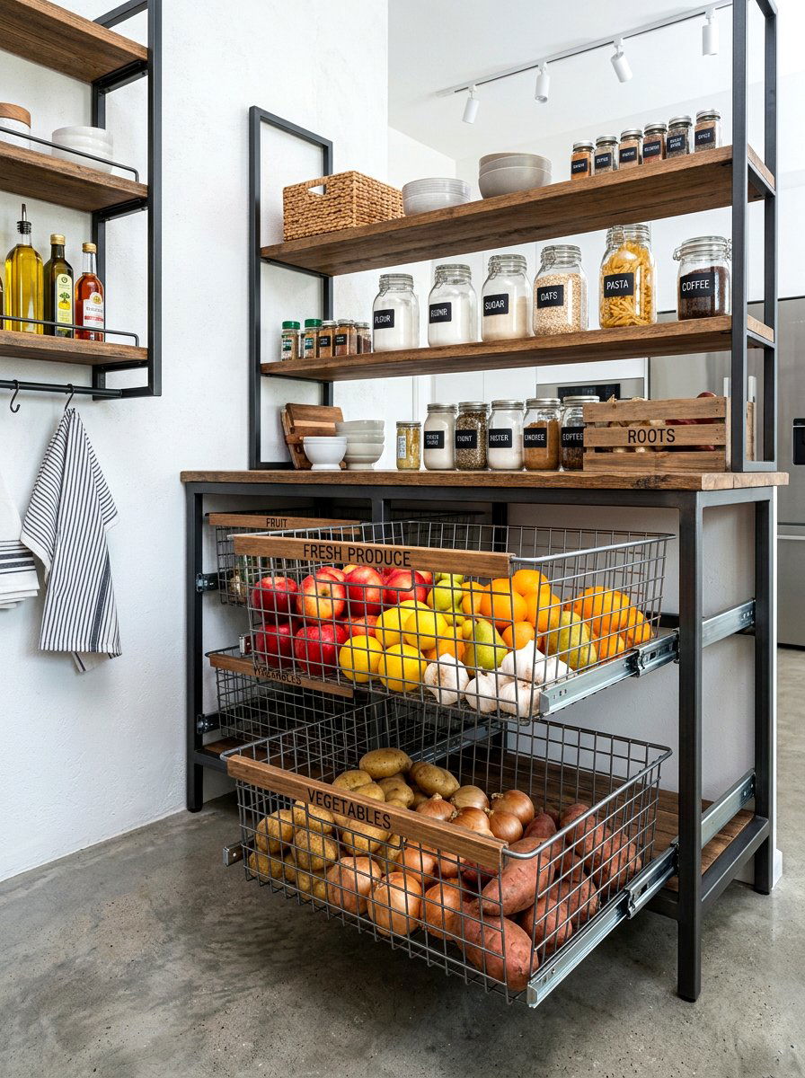 Pull Out Wire Baskets - 30 blind corner cabinet ideas