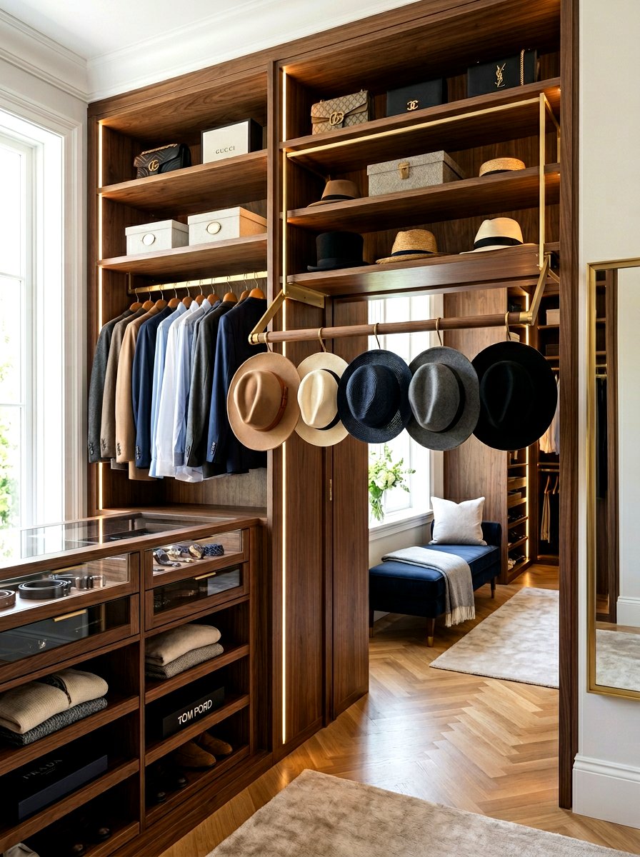 Pull down hat rod - 30 hat storage closet ideas