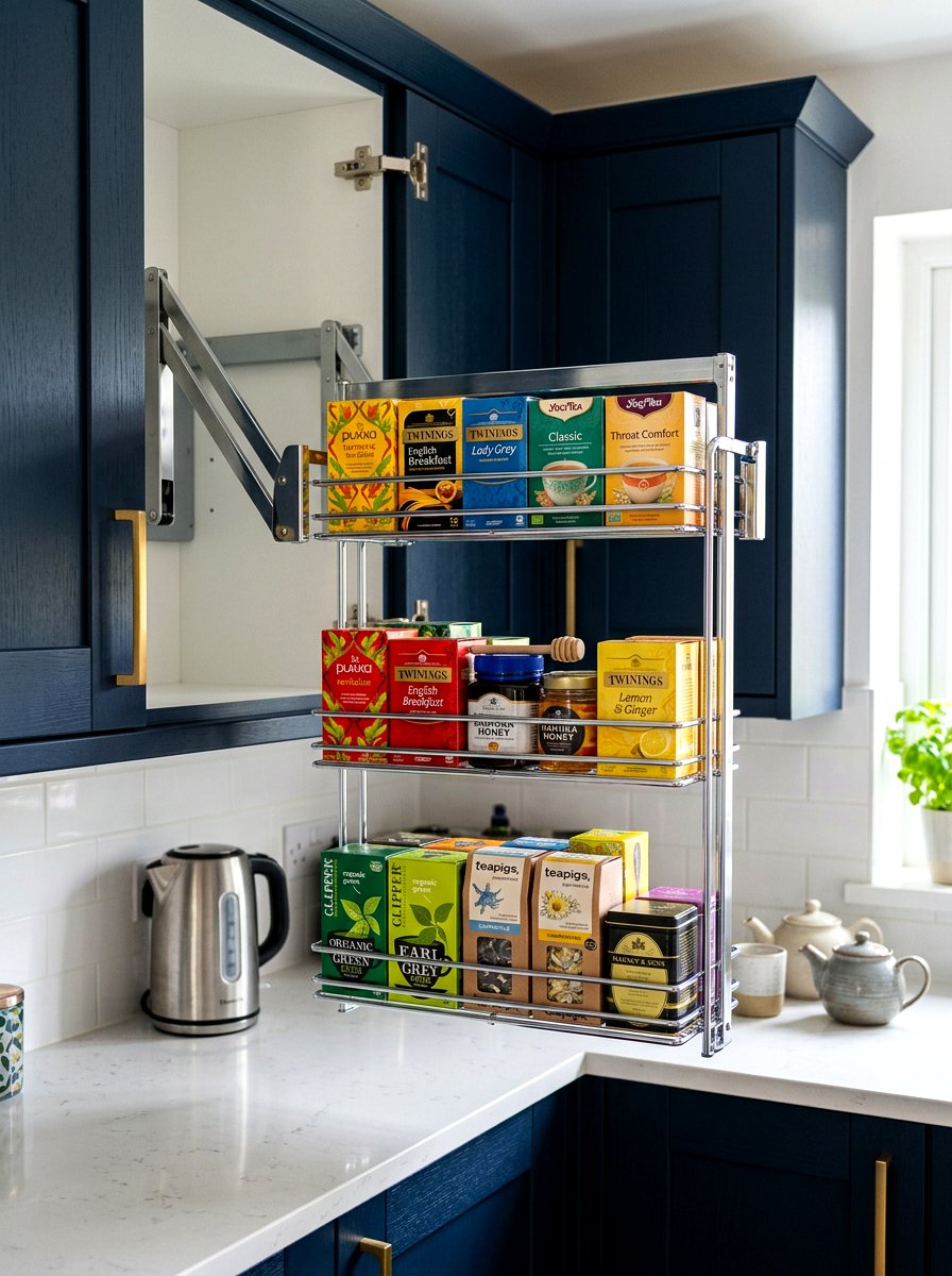 Pull down tea shelf - 30 hidden tea pantry ideas