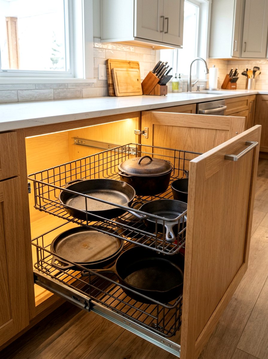 Pull out cabinet drawer - 30 renter friendly kitchen storage ideas