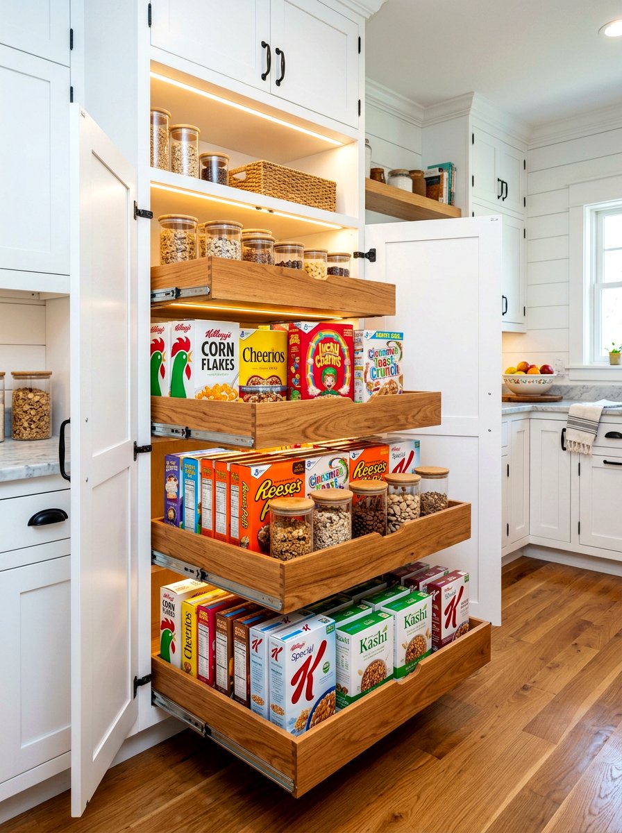 Pull out cereal shelf pantry - 30 cereal station pantry ideas