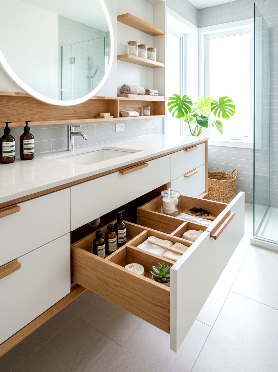 Pull out drawers - 30 under sink bathroom storage ideas