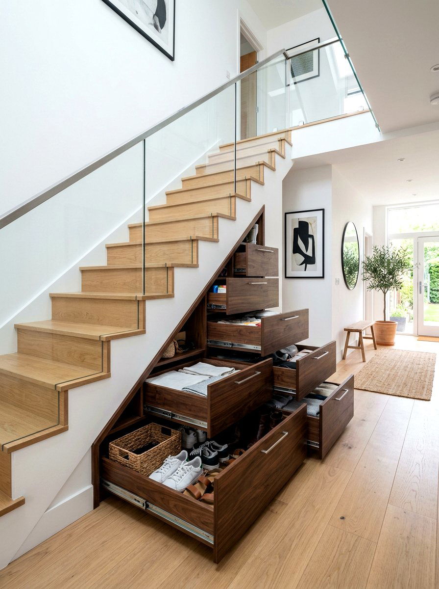 Pull out drawers under stairs - 30 under stairs storage ideas