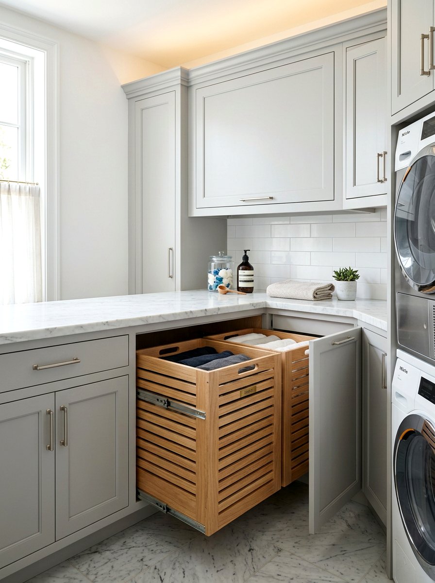 Pull out laundry hamper - 30 organizing a laundry closet ideas