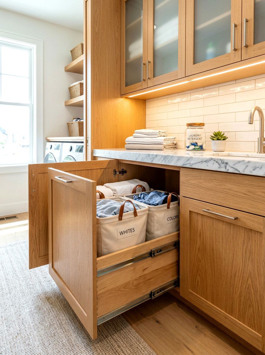 Pull out laundry hamper - 30 small laundry room ideas