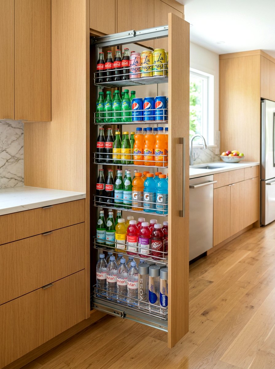 Pull out pantry drink storage - 30 beverage pantry ideas