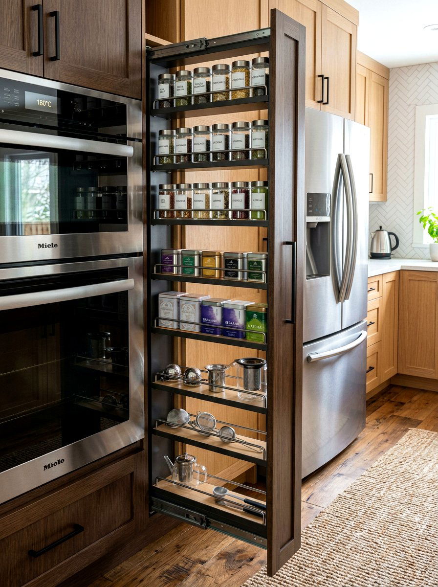 Pull out pantry rack - 30 hidden tea pantry ideas