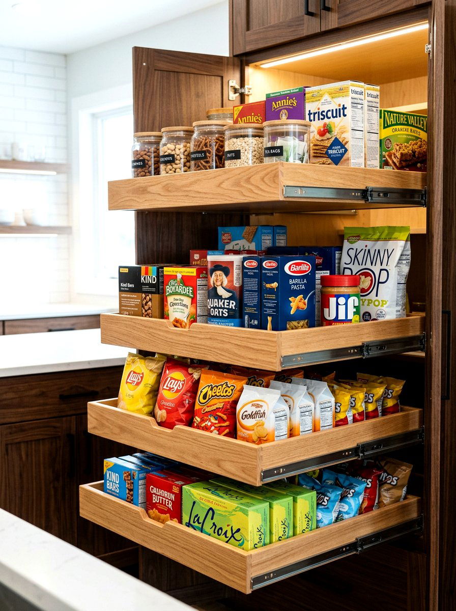 Pull out pantry shelf - 30 pantry snack zone ideas
